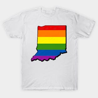 Rainbow Indiana Outline T-Shirt